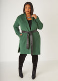 Faux Leather Trimmed Duster