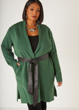 Plus Size knit leather cardigan plus size pearl duster plus size sweater