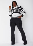 Striped Pullover Turtleneck Sweater