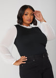 Plus Size Chic Pearls Rhinestone Layered Effect Sweater Vest