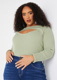 Plus Size Cutout Sweater Plus Size Ribbed Knit Top Plus Size Fashion