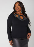 Plus Size Party Top Plus Size Holiday Top Plus Size Cutout Knit Top