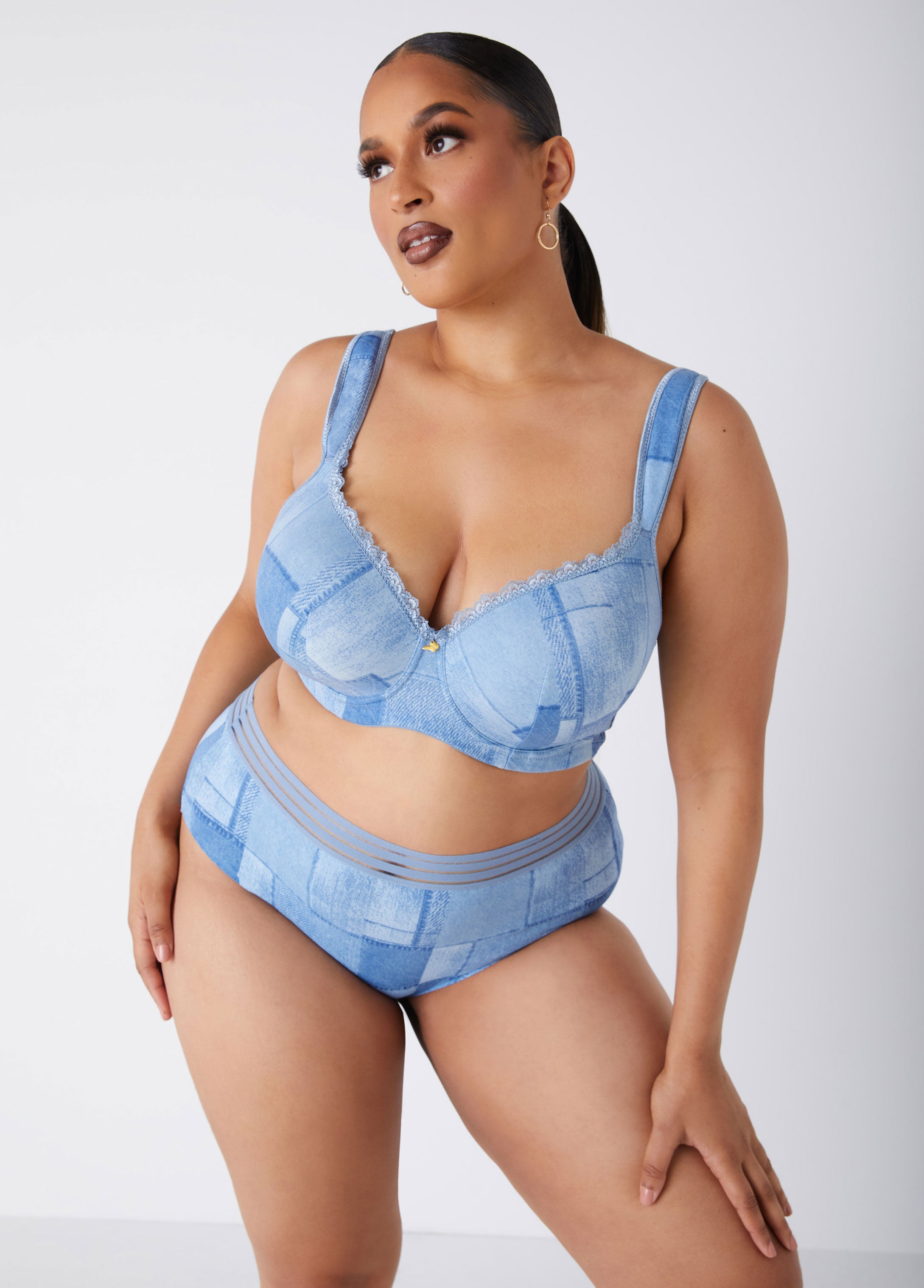 Plus Size Denim Full Coverage Butterfly Bra Plus Size Bras Underwire