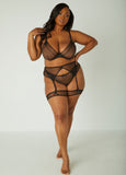 Mesh Bra & Crotchless Panty Set