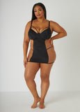 Mesh Paneled Cutout Chemise Set