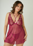 Caged Mesh And Lace Babydoll Set