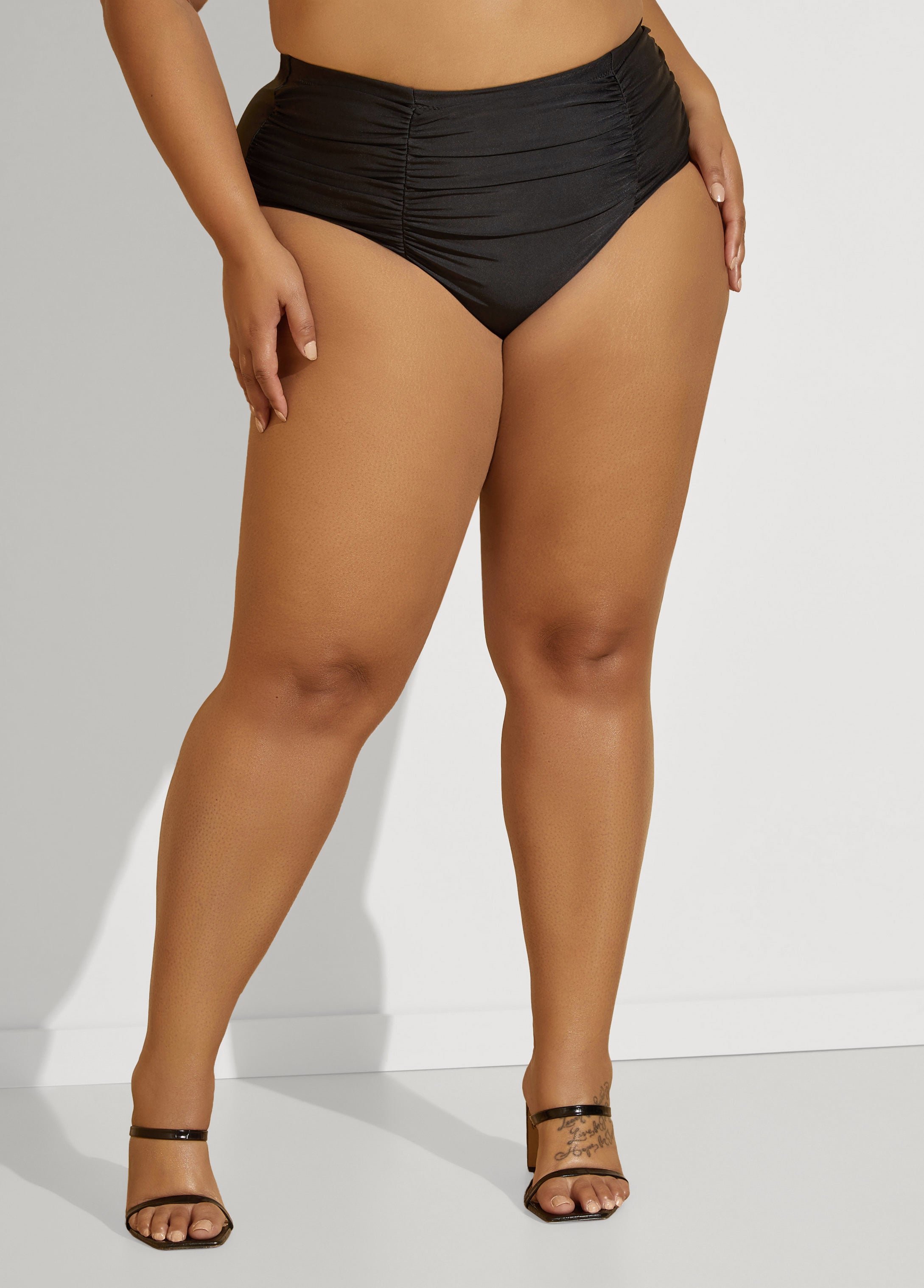 Plus Size Trendy Raisins Curve Costa Ruched High Waist Bottoms