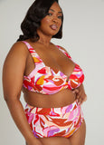 Plus Size Trendy Raisins Curve Floral Print Plus Size Bikini Top