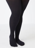 Plus Size Hosiery Basic Sheer Black Footed Tights Socks