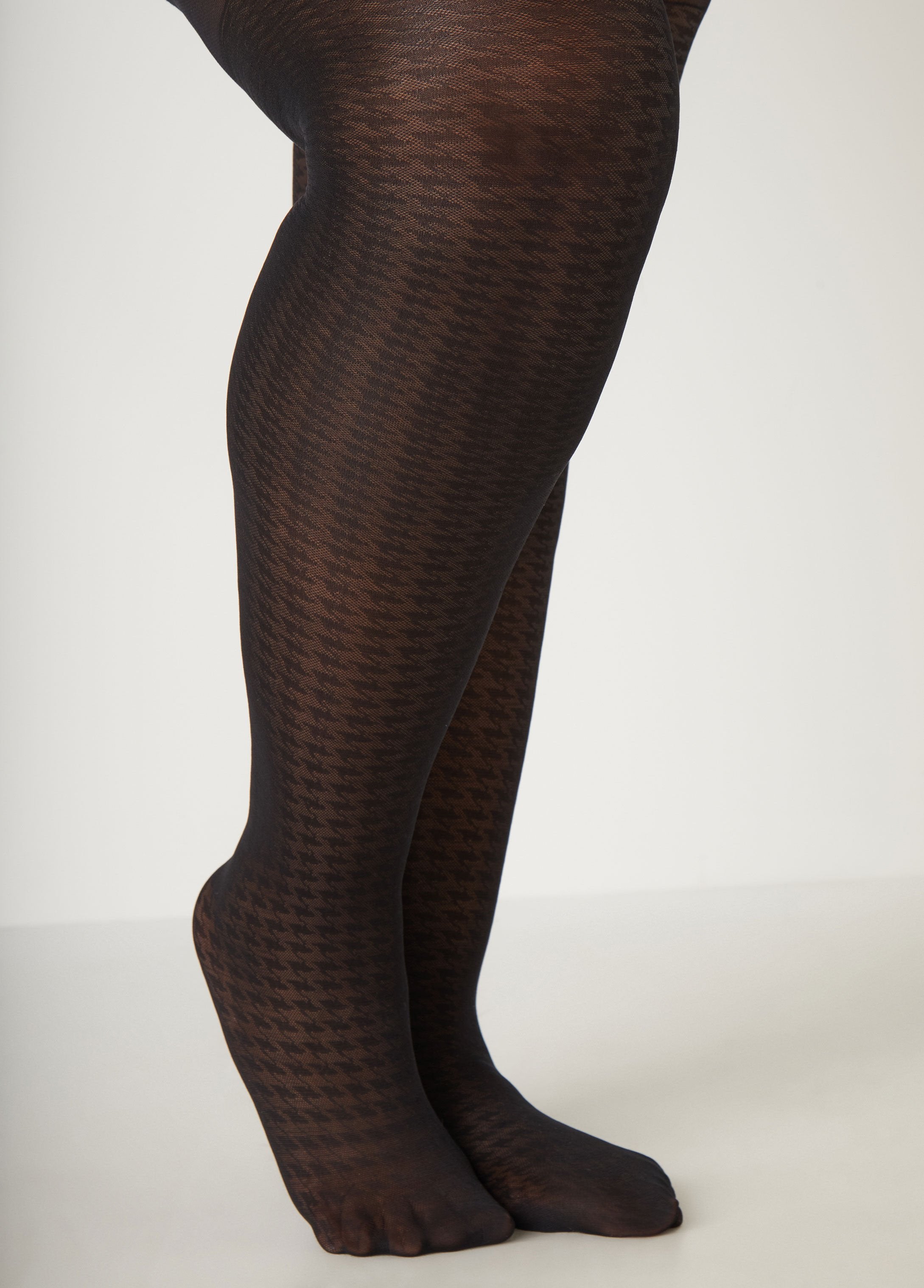 Trendy Plus Size Herringbone Tights Plus Size Fishnet Footed Tights