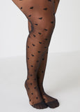 Plus Size Hearts Stockings Sexy Control Top Sheer Footed Tights