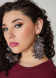 Fashion Statement Jewelry Trendy Crystal Leopard Chiffon Earrings