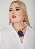 Denim Herringbone Necklace