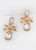 Statement Jewelry Gold Flower Crystal Clip On Fashion Earrings