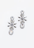 Statement Jewelry Silver Flower Crystal Clip On Fashion Earrings