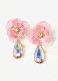 Flower Crystal Clip On Earrings