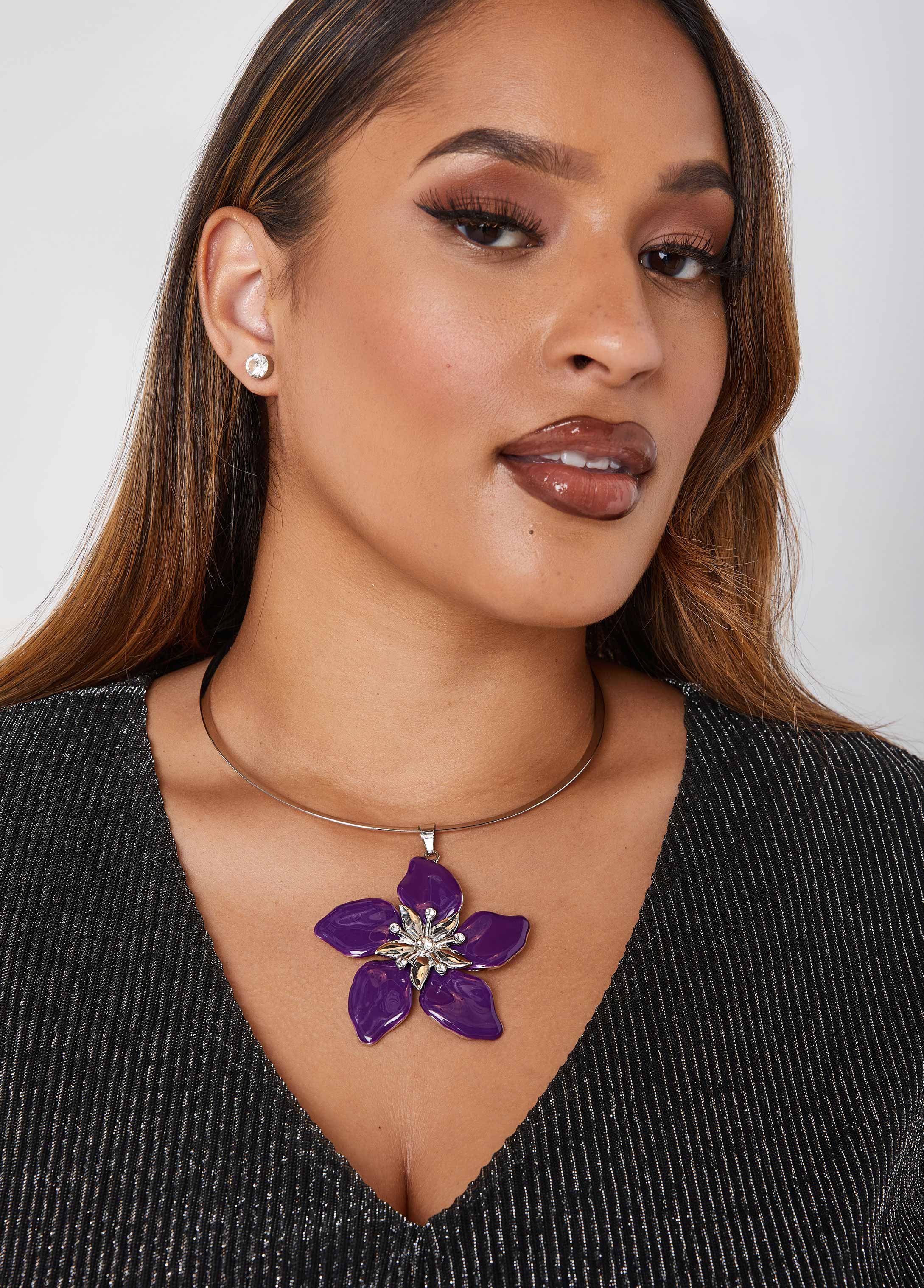 Statement Jewelry Silver Necklace Floral Fall Fashion Jewelry