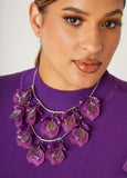 Statement Jewelry Silver Flower Petal Necklace Fall Fashion Jewelry