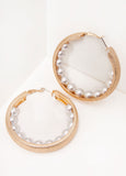 Faux Pearl Textured Hoop Earrings