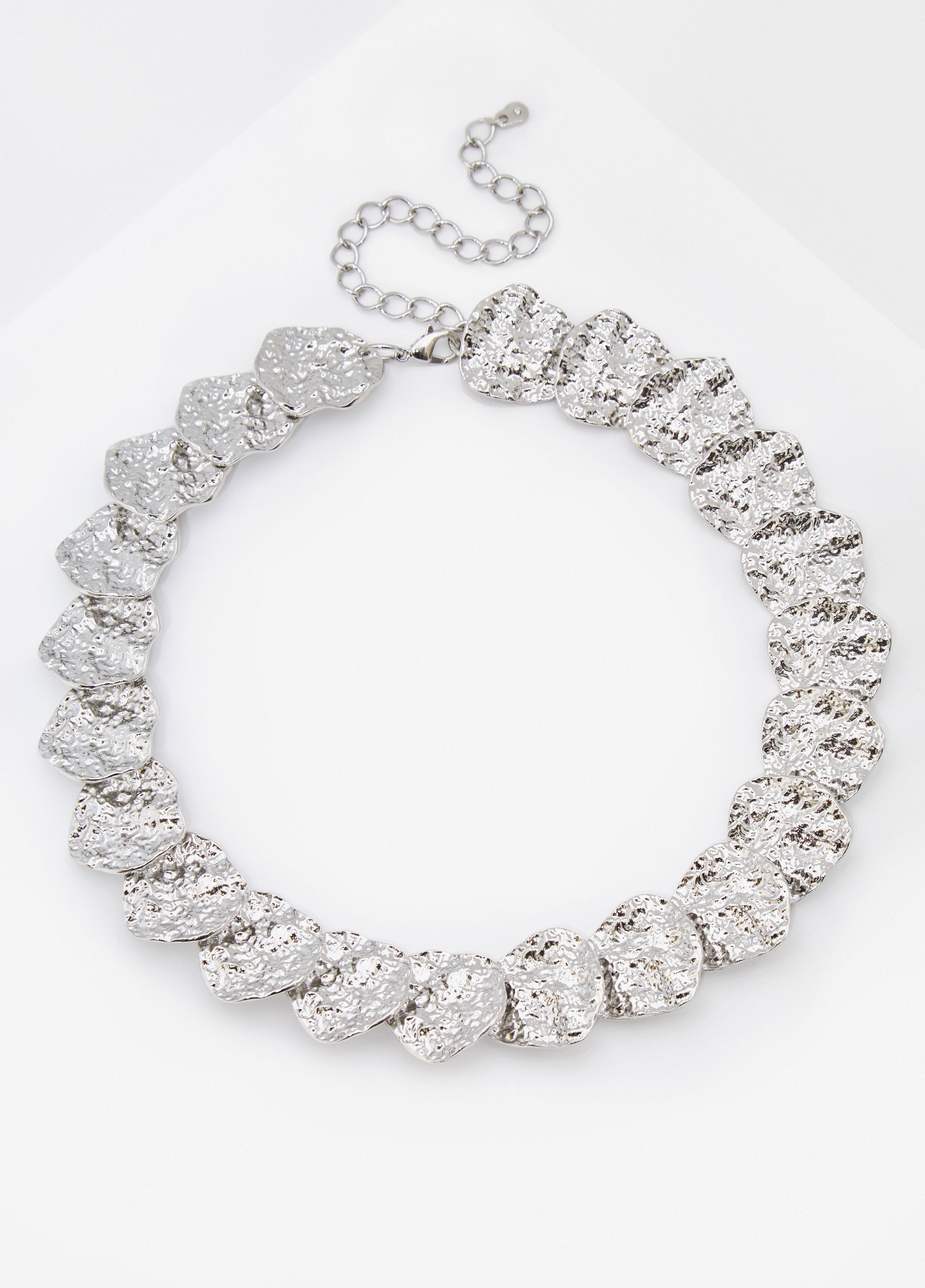 Statement Jewelry Hammered Silver Necklace Fashion Jewelry