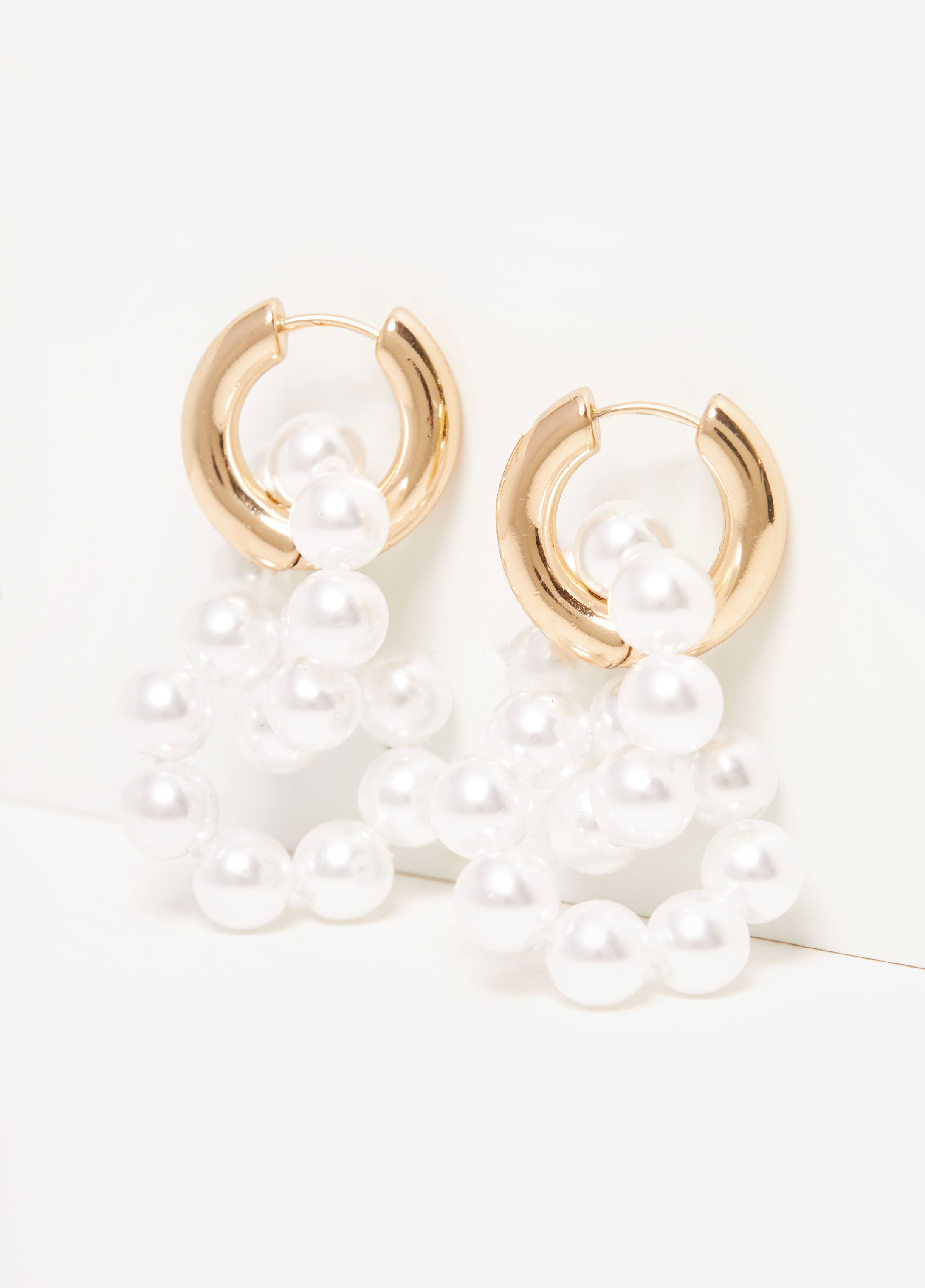 Statement faux pearl gold hoop earrings affordable fashion jewelry