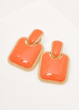 Square Enamel Clip On Earrings