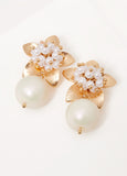 Faux Pearl Flower Earrings