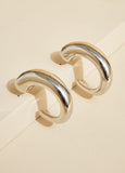 Puffed Silver Tone Hoop Earrings