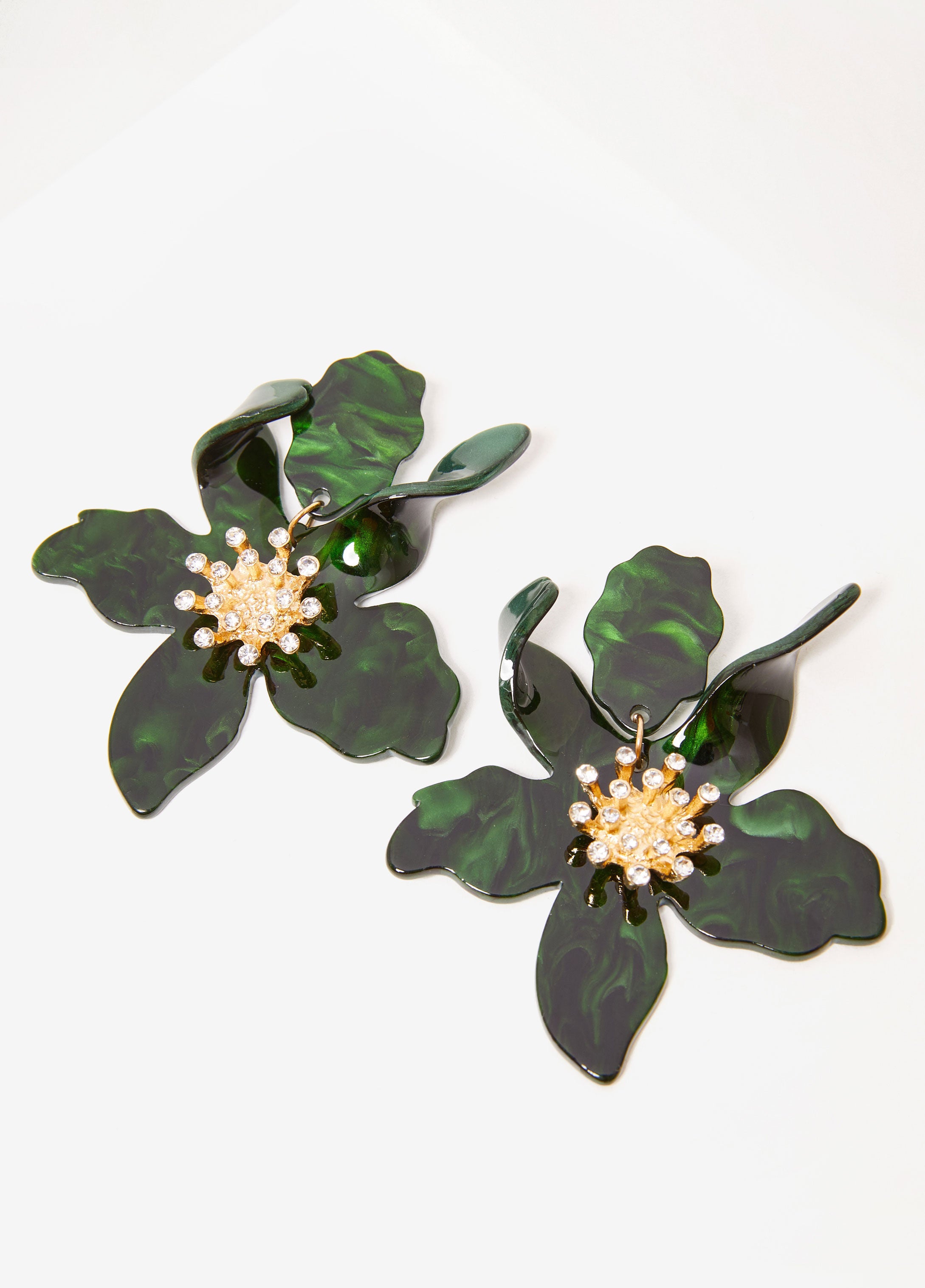 Statement jewelry gold marbled flowers earrings fashion jewelry