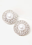 Faux Pearl And Crystal Clip On Earrings