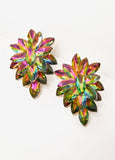 Iridescent Crystal Clip On Earrings