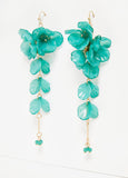 Statement trendy jewelry gold resin flower earrings fashion jewelry