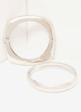 Statement Trendy Silver Bangle Cuff Two Piece Set Fashion Jewelry