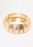 Textured Gold Tone Hinge Cuff