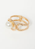 Faux Pearl Hammered Cuff