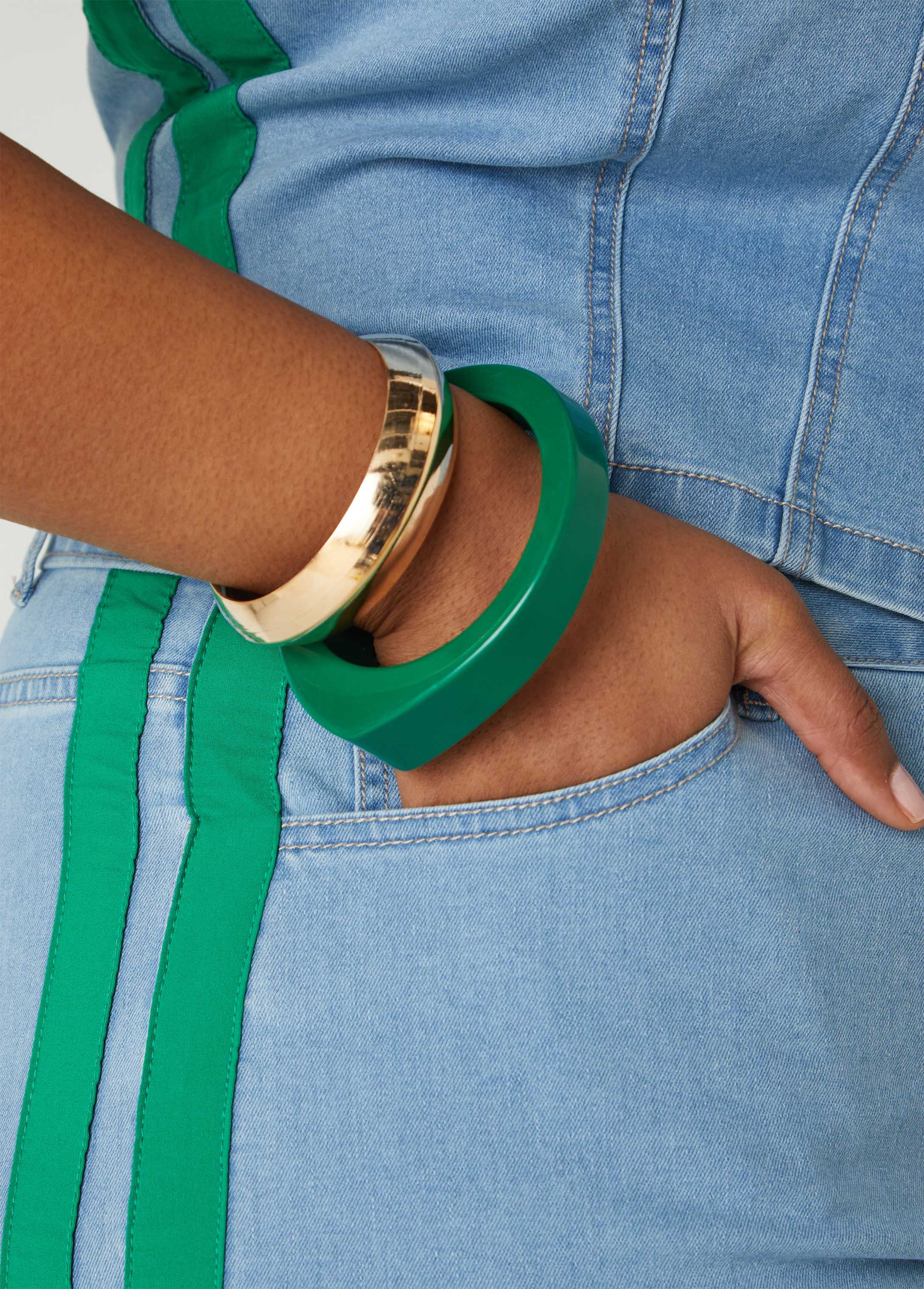 Resin And Gold Tone Bangle Set