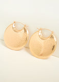 Pebbled Gold Tone Hoop Earrings