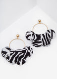 Zebra Flower Petal Hoop Earrings