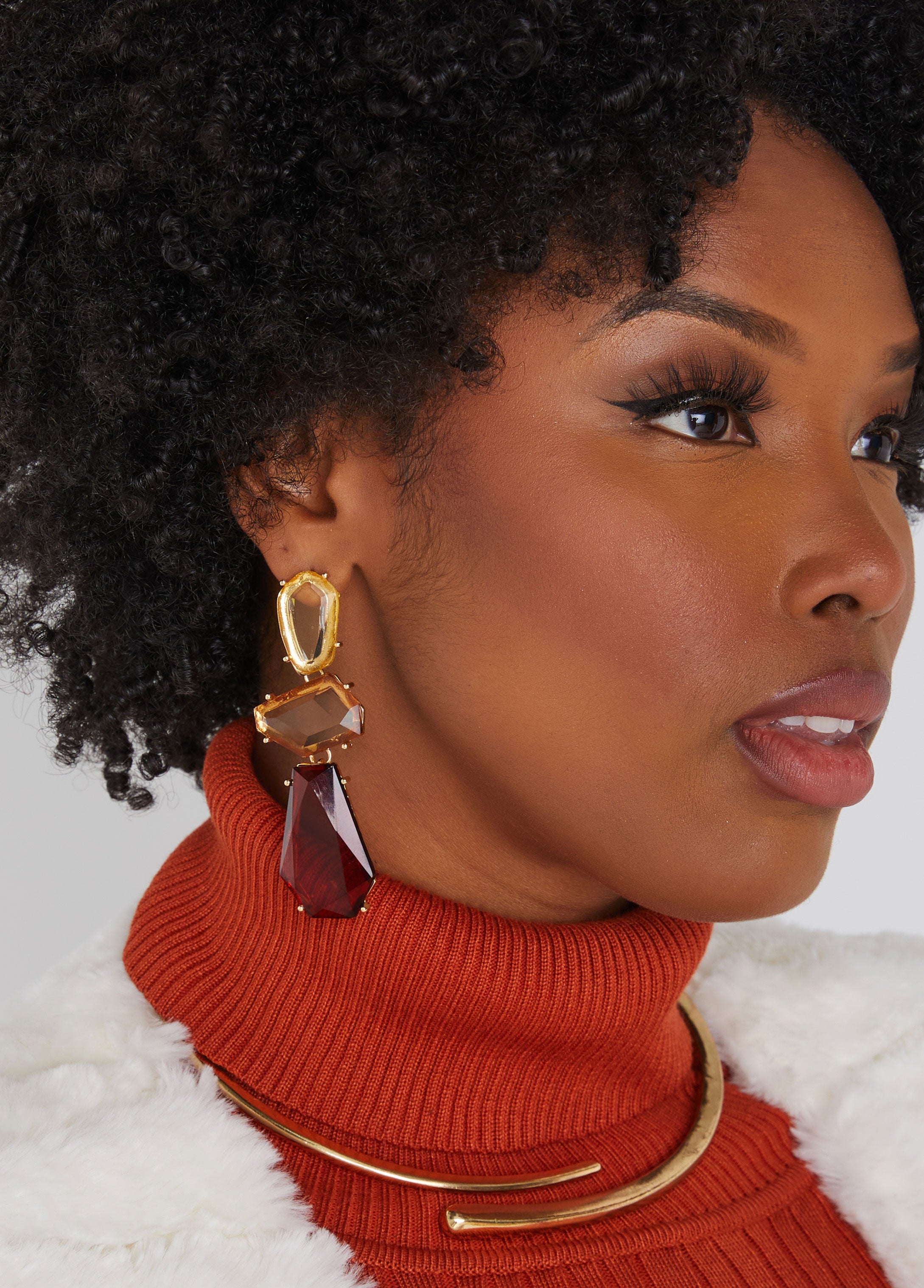 Statement jewelry gold multicolored crystal earrings fashion jewelry