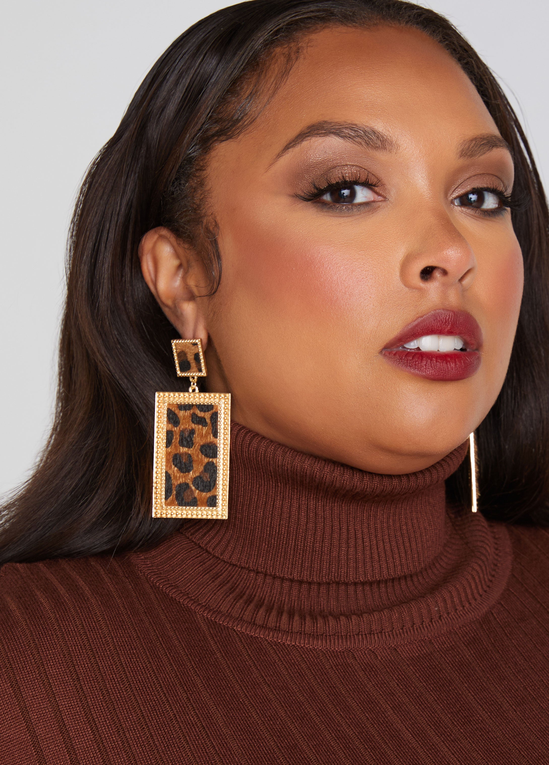 Statement Jewelry Animal Print Faux Fur Drop Earrings