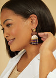 Statement gold fringed beads wood earrings fashion jewelry