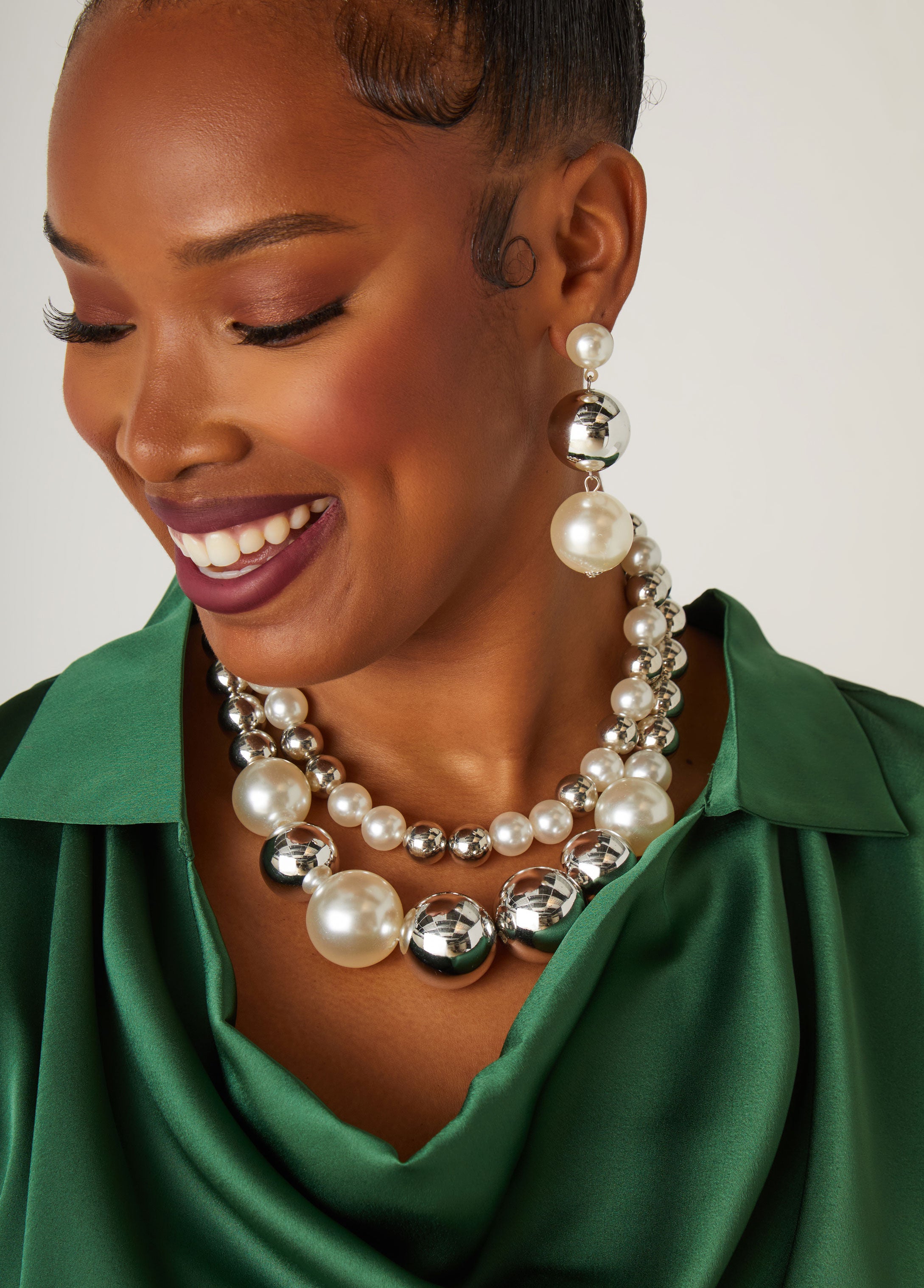 Statement jewelry faux pearl beaded necklace fashion jewelry