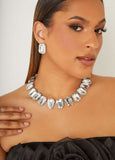 Statement Fashion Jewelry Oversized Crystal Earrings Necklace Set