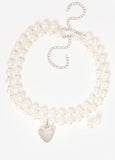 Heart Faux Pearl Necklace Set