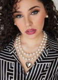 Statement Heart Pearls Necklace And Earrings Set Fashion Jewelry