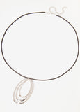 Statement Jewelry Silver Rings Pendant Corded Necklace