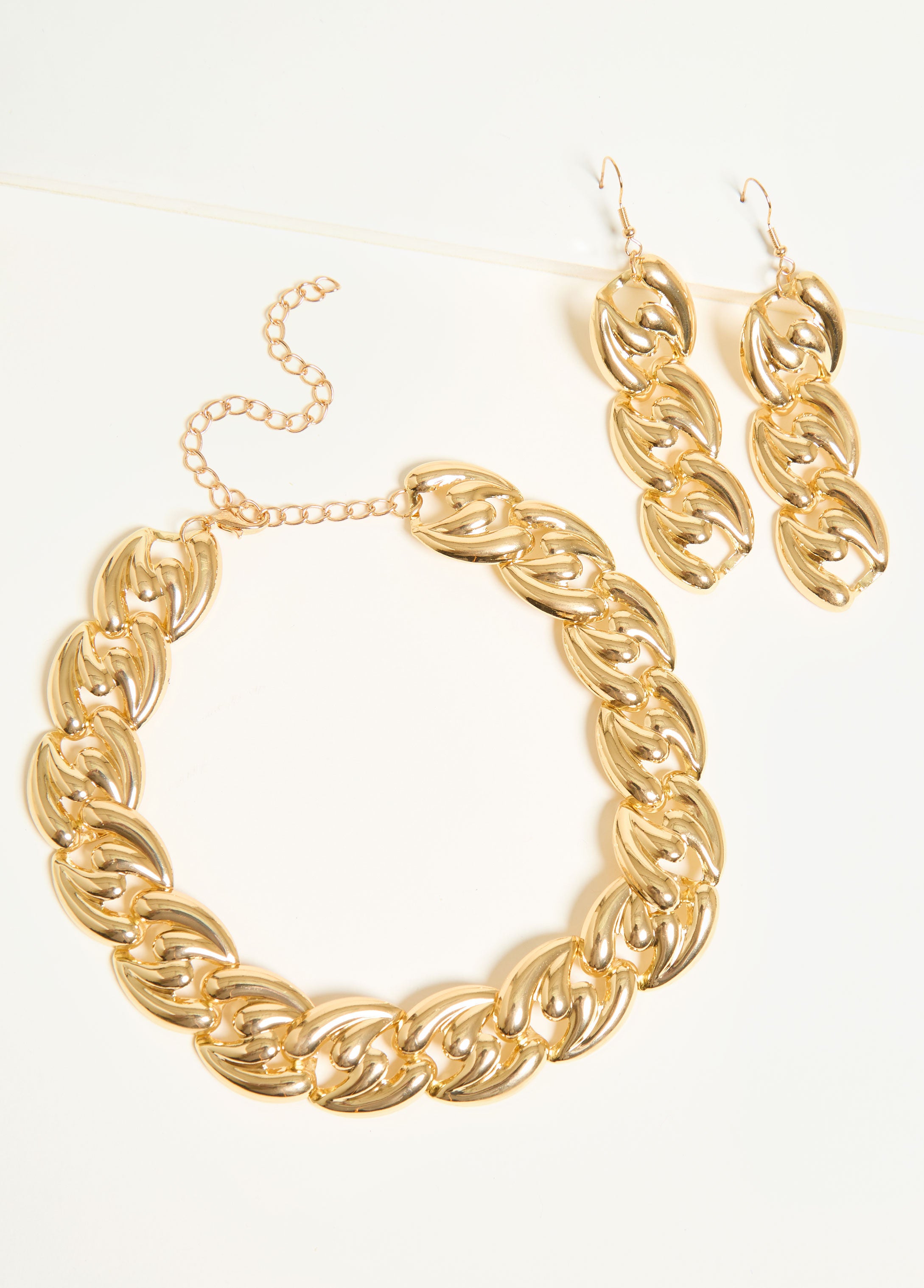 Statement jewelry gold chain link necklace set fashion jewelry