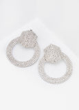 Statement Jewelry Crystal Silver Doorknocker Earrings Fashion Jewelry