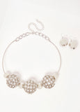 Silver Tone Sphere Collar Set