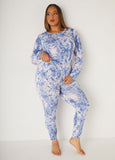 Plus Size Women's Heather Knit Long Sleeve Top & Joggers PJ Set